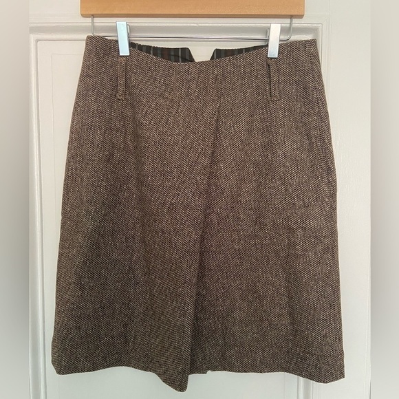 Gunex Made in Italy Vintage Brown, Tan & Cream Virgin Wool Pocketed Pencil Skirt - Picture 2 of 6